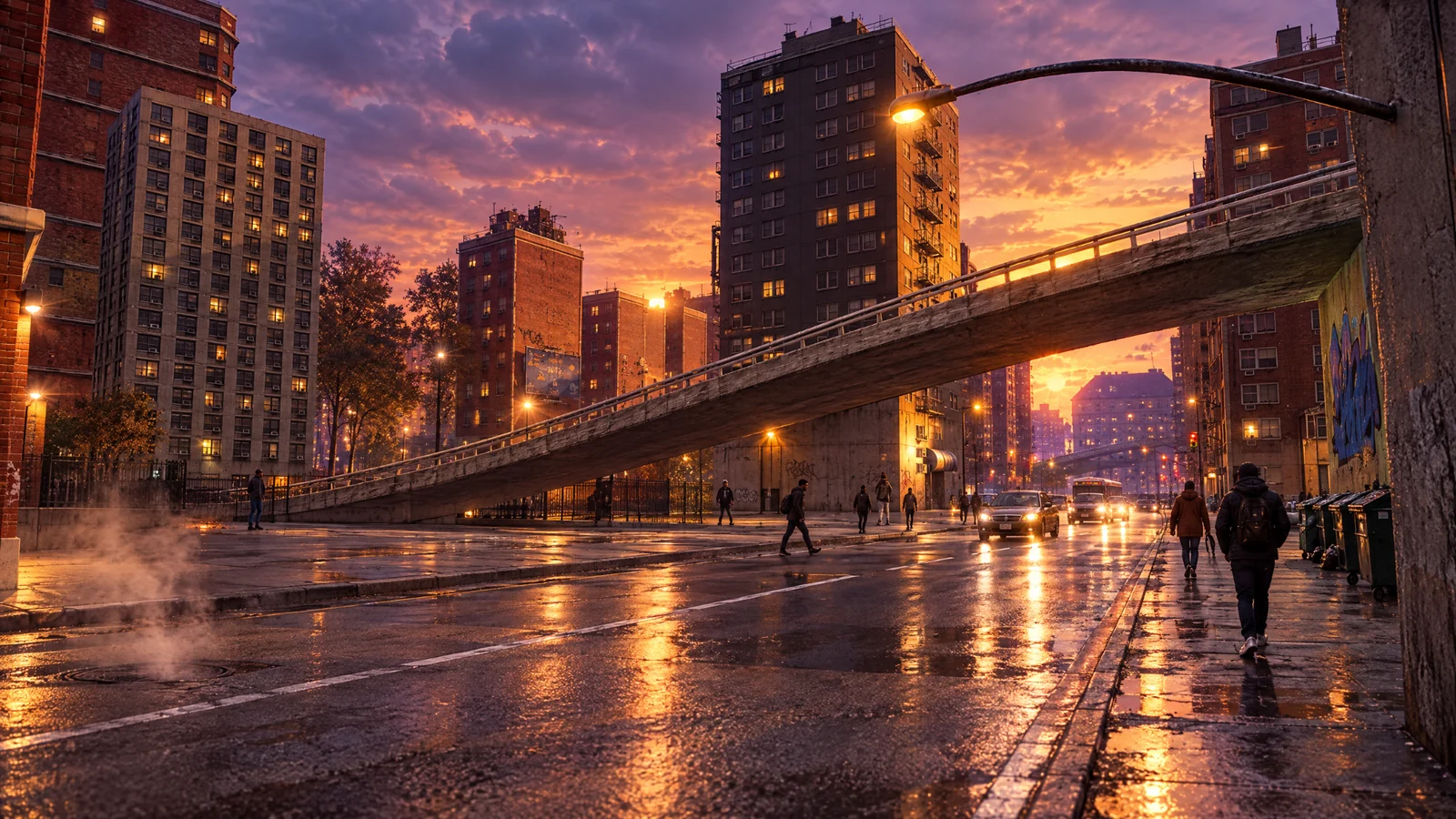 Cinematic destination artwork of Old Harlem
